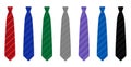 Noble Ties Seven Cravats Red Blue Green Gray Purple Black Set