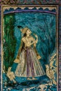 Nobleman, wall painting or fresco painted with natural colours from the Bundikalam school of painting, Chitrashala or Pavilion of