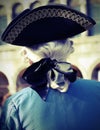 nobleman with white wig and black hat with vintage antique effec