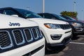 Jeep Compass on display at a Chrysler Jeep dealership. The Stellantis subsidiaries of FCA are Chrysler, Dodge, Jeep, and Ram Royalty Free Stock Photo