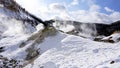 Noboribetsu onsen snow mountain and the mist winter