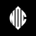 NOC circle letter logo design with circle and ellipse shape. NOC ellipse letters with typographic style. The three initials form a