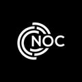 NOC letter logo design. NOC monogram initials letter logo concept. NOC letter design in black background