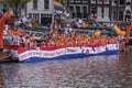 NOC NSF Sportbonden Boat At The Gaypride Canal Parade With Boats At Amsterdam The Netherlands 6-8-2022