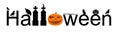 Halloween word sign vector silhouette illustration isolated on white. Pumpkin scary face laughing. Happy Jack O Lantern. Spooky. Royalty Free Stock Photo