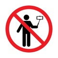 No Selfie sign, Taking selfie photo prohibition symbol sticker for area places