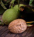 Nocino liqueur made with unripe green nuts and alcohol