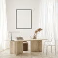 Nock up poster in modern interior background living room, minimalistic style 3D render