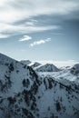 Nocky mountains in Austria during sunset. Winter wonderland in the Alps. Royalty Free Stock Photo