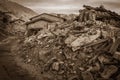 Nocria village in the marche region. Damage caused by the earthquake