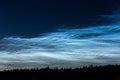 Noctilucent clouds high in the sky at midnight Royalty Free Stock Photo