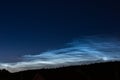 Noctilucent clouds high in the sky at midnight Royalty Free Stock Photo