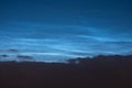 Noctilucent clouds in the night sky