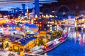 Nocturnal aerial photography of the city of arica illuminated during the night. The Grand-Mock Museum is the city of St