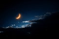 Nocturnal allure Half moon in the serene early evening sky