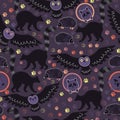 Nocturnal animals seamless pattern