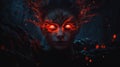 Nocturnal Embers: Red Glowing Eyes Piercing the Night