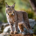 Nocturnal Iberian lynx forest animal. Generate Ai Royalty Free Stock Photo