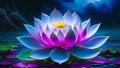 A beautiful lotus flower blooming at night