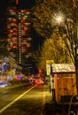 Nocturnal street scene in a shopping street in Berlin.