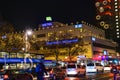 Nocturnal street scene in a shopping street in Berlin.