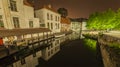 Nocturnal view of a canal in Bruges