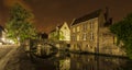 Nocturnal view of a canal in Bruges