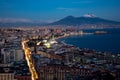 Nocturnal view of Naples with Vesuvius mount