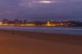 Nocturne of  Beach of Gijon. Asturias Royalty Free Stock Photo