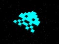 Invaders, space invaders! Cyan alien ship Royalty Free Stock Photo