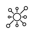 Black line icon for Node, network and connected