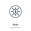 Node outline vector icon. Thin line black node icon, flat vector simple element illustration from editable cryptocurrency concept