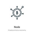 Node outline vector icon. Thin line black node icon, flat vector simple element illustration from editable cryptocurrency economy