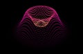 Node surface sea dot wave glowing stream. Drip drop data information. Statistic flow dynamic particles. Chain of nodes