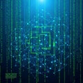 Nodes and lines forming a web like structure with a glowing geometric shape Royalty Free Stock Photo