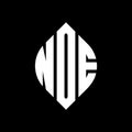 NOE circle letter logo design with circle and ellipse shape. NOE ellipse letters with typographic style. The three initials form a