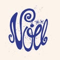 Noel, Christmas in French.Handwriting title.Blue