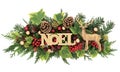 Noel Sign and Flora Decoration Royalty Free Stock Photo