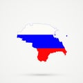 Nogais ethnic territory Russia map in Russia flag colors, editable vector