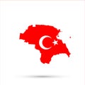 Nogais ethnic territory Russia map in Turkey flag colors, editable vector