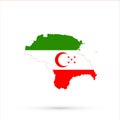 Nogais ethnic territory Russia map in Turkmen Sahra flag colors, editable vector