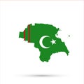 Nogais ethnic territory Russia map in Turkmen Sahra flag colors, editable vector Royalty Free Stock Photo