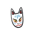 Noh Mask Kitsune fox illustration Royalty Free Stock Photo