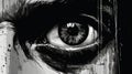 Noir Comic Art: Detailed Black And White Eye Illustration