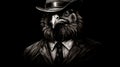 Noir Comic Art: Eagle In Stetson Suit - Surreal Detective Chicken Face