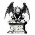 Noir Comic Art: Gargoyle On Pedestal