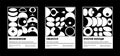 Noir posters with an abstract pattern of lobes and crescents in the Bauhaus style.