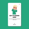 noise boy plugging ears vector