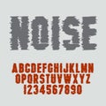 Noise font alphabet. vintage style, sanserif font.