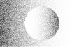 Noise grain circle, pointillism background of gradient dots pattern, vector dotwork. Grainy noise sphere circle texture on dotwork